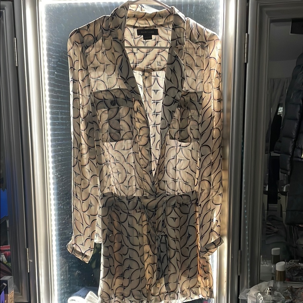 Guess by Marciano Black and Cream Patterned Jumpsuit